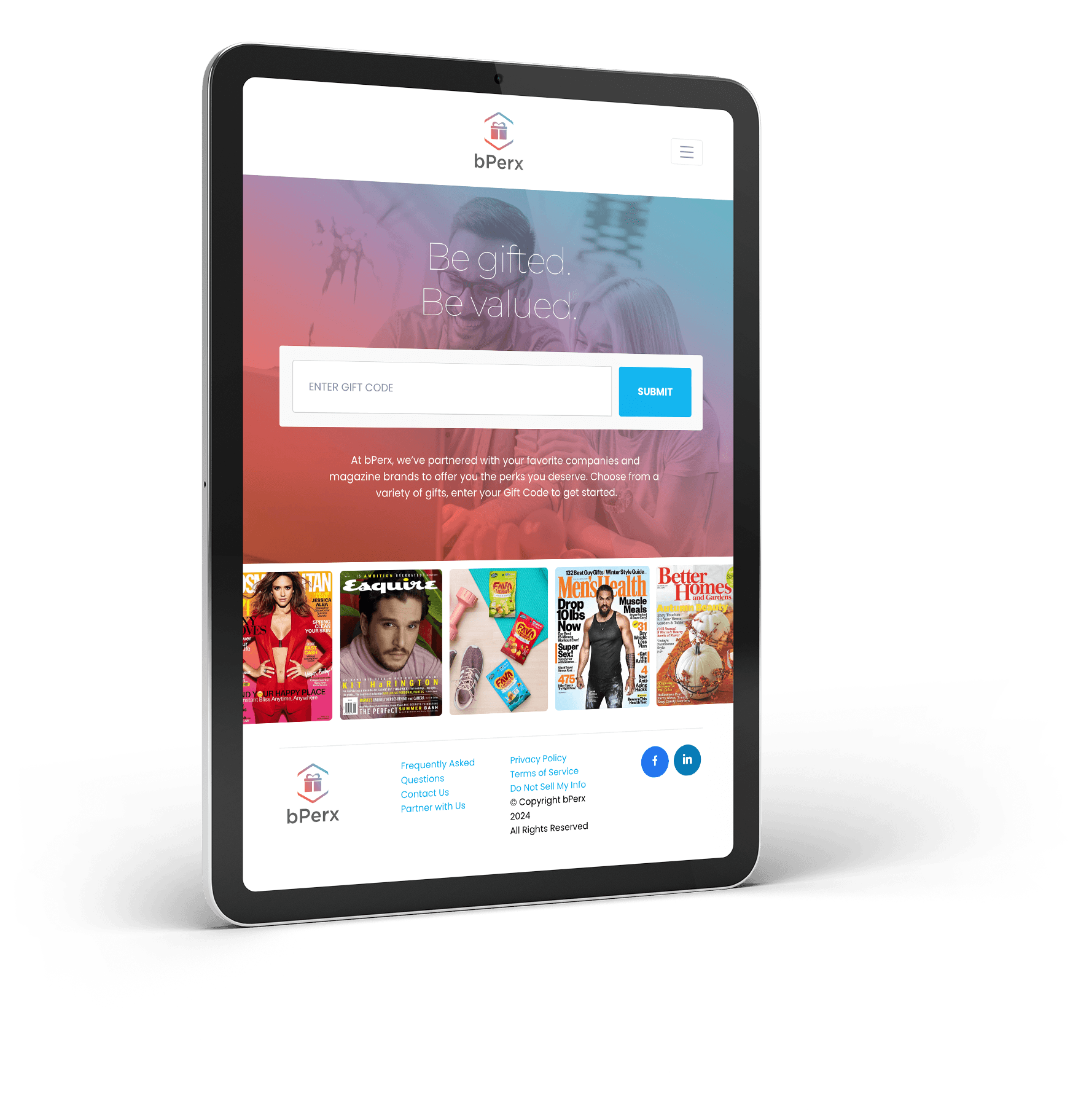 bPerx app shown on an iPad